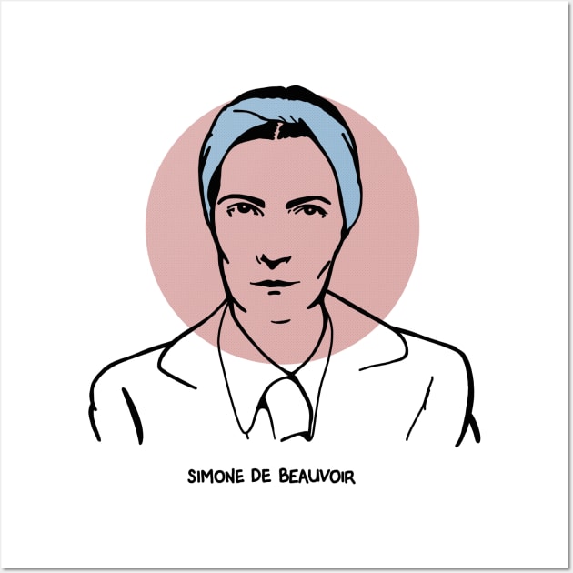 Simone de Beauvoir - Original Stylized Retro Graphic Design Wall Art by DankFutura